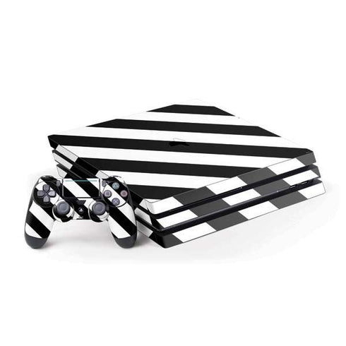 Black and White Geometric Stripes PlayStation PS4 Skins